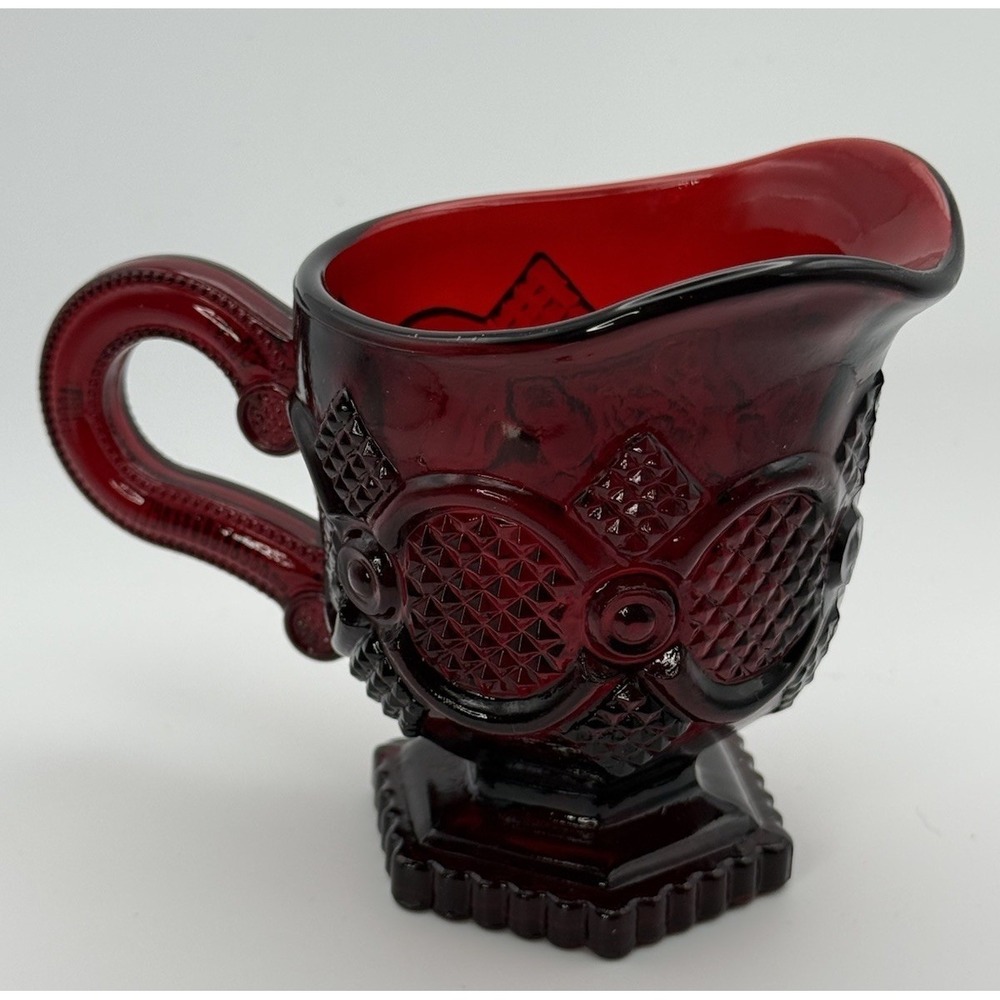 Vintage AVON 1876 Cape Cod Collection Ruby Red Glass Creamer By Wheaton Glass Co